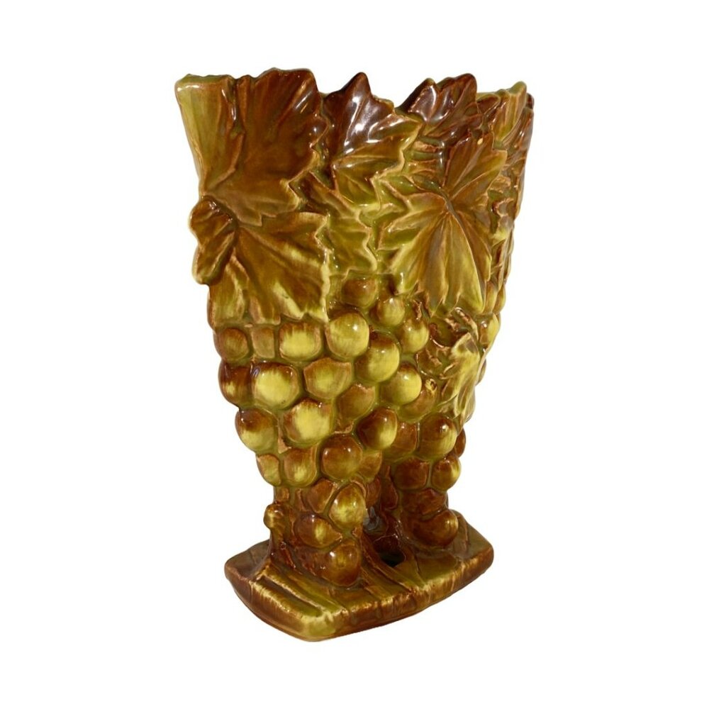 Vintage McCoy Grapes & Leaves Ceramic Double Vase Planter Mid-Century 1950s - Picture 8 of 13